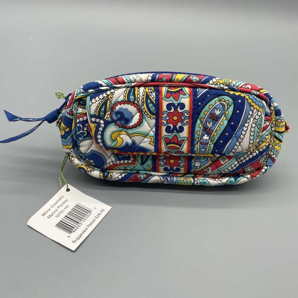 Vera Bradley Mirror Cosmetic Marina Paisley Quilted Makeup Bag Pouch Case NWT